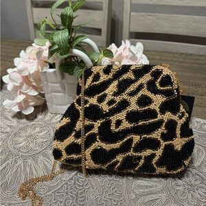 Viral Leopard Crossbody/Clutch Beaded Bag